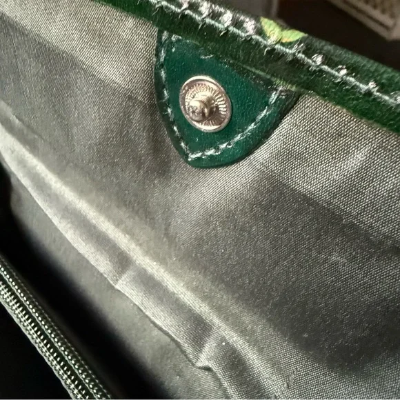 Vintage Handmade Green & Tan Polka Dot Leather Wallet. Pre-owned EUC - Picture 7 of 8